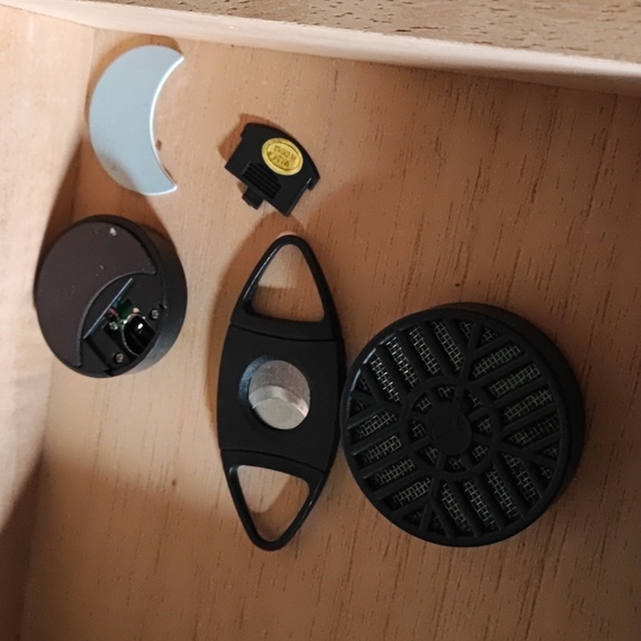 Black Espresso Wood Cigar Cutter Humidor Oak? Glass Lid Hygrometer - Picture 13 of 15